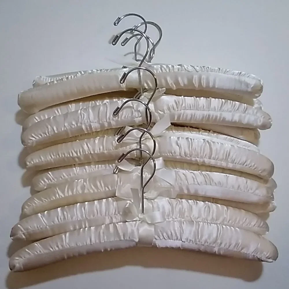 By 18 Padded Satin Boudoir Hangers Ivory